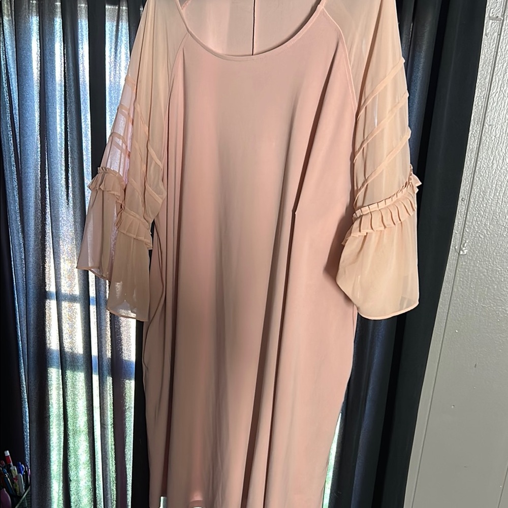 Nina Leonard Pink Long Sleeve Dress